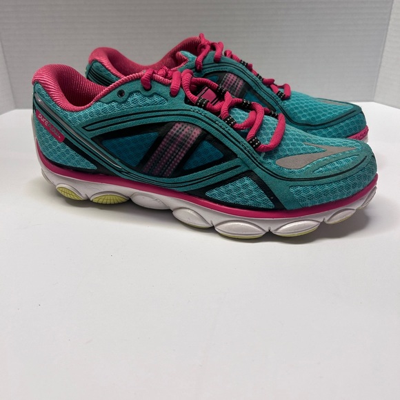 Brooks Pure Flow 3 Women's Running Comfortable Shoes Green Pink Size 8 - Picture 2 of 14